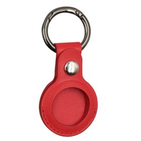 Compatible with Apple, Tracker Protective Cover Locator Anti-Lost Bag Close-Fitting Airtag Leather Case Keychain Manufacturer (Color: Red)