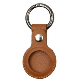 Compatible with Apple, Tracker Protective Cover Locator Anti-Lost Bag Close-Fitting Airtag Leather Case Keychain Manufacturer (Color: Brown)