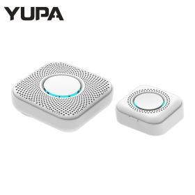 433MHZ Wireless Smart Doorbell LED Light 36 Songs Welcome Home Security EU US Pulg Button Doorbell (Plug Type: US plug, Color: A)