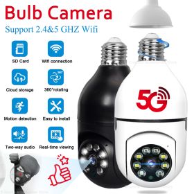 5G Wifi E27 Bulb Surveillance Camera Night Vision Full Color Automatic Human Tracking 4X Digital Zoom Video Security Monitor Cam (Sensor Size: Only Camera White, Ships From: China)