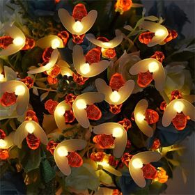 Solar String Lights Outdoor Waterproof Simulation Honey Bees Lamp Fairy Lights with 8 Lighting Decor for Garden Xmas Decorations (Color: warmwhite, size: 5M20leds)