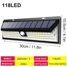 Solar Led Light Outdoor Solar Wall Light Outdoor Sensor Light Solar Led Lamp Outdoor Solar Panel Light With Motion Sensor Garden (Ships From: CN, Emitting Color: 118 LED no remote)