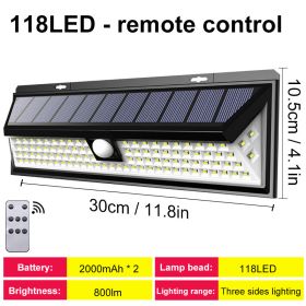 Solar Led Light Outdoor Solar Wall Light Outdoor Sensor Light Solar Led Lamp Outdoor Solar Panel Light With Motion Sensor Garden (Ships From: CN, Emitting Color: 118LED with remote)