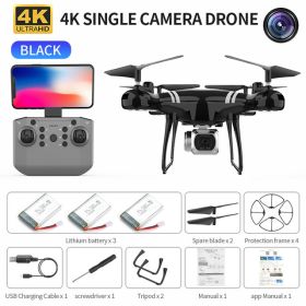 RC Drone Double 4K Wifi FPV HD Camera KY101 Drone Altitude Hold Gesture Mode Long Flying time RC Quadcopter Drone Toys For Boy (Color: Black 4K 3B)