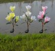 LED Magnolia Flower Stake Light Solar Energy Rechargeable for Outdoor Garden