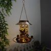 Solar Bird Feeder Decorative Hanging Bird Feeder Lantern Warm White Light Bird Feeder for Outdoor Garden Backyard