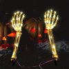 2pcs Solar Halloween Decorations Light, 2 Pack Lighted Skeleton Arms Hand Stakes, 40 LED Lights, Light Up Figurine Holiday Party Indoor Outdoor Decor