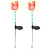 2Pcs Solar Powered Tulip Garden Light Wind Mill Waterproof Landscape Stake Lamp